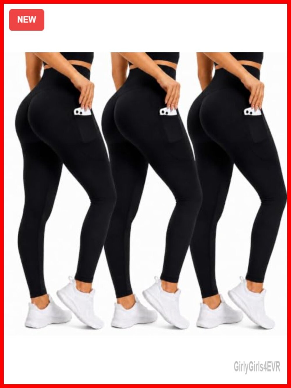 High Waisted Tummy Control Yoga Leggings 3 Pack